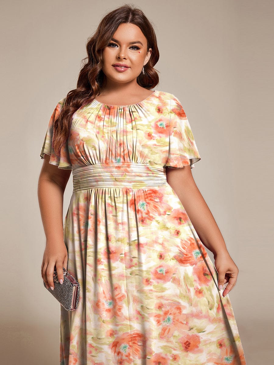 EG02053RM-PR2 Chic A-Line Pleated Knee-Length Flowy Chiffon Wedding Guest Dress - Image 17