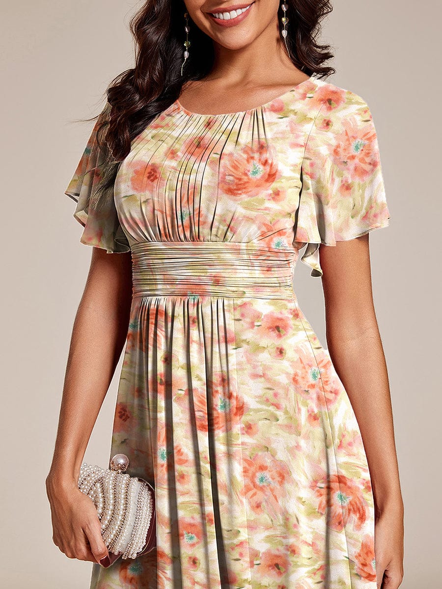 EG02053RM-R2 Chic A-Line Pleated Knee-Length Flowy Chiffon Wedding Guest Dress - Image 15