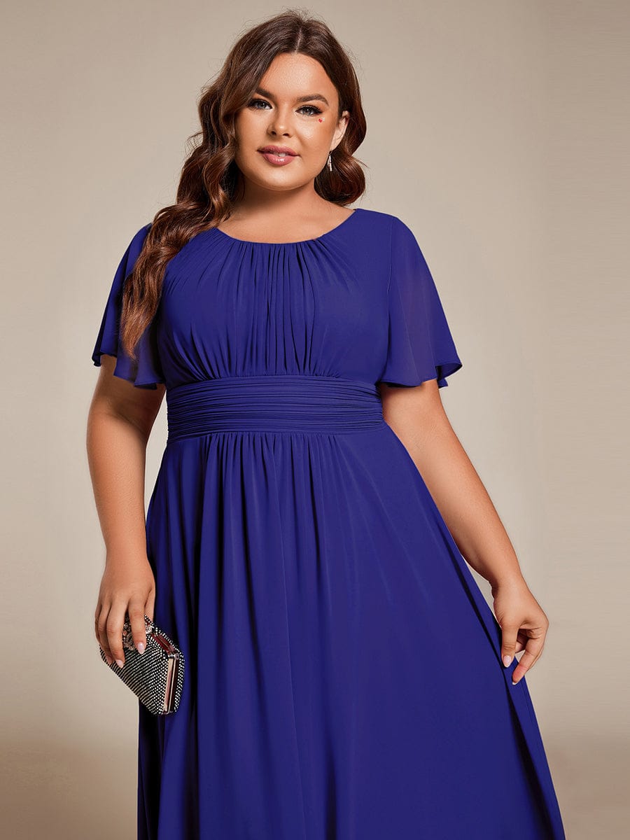 EG02053SB-PR5 Flowy Chiffon Round Neckline A-Line Knee Length Wedding Guest Dress - Image 155