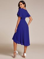 Flowy Chiffon Round Neckline A-Line Knee Length Wedding Guest Dress - Image 151