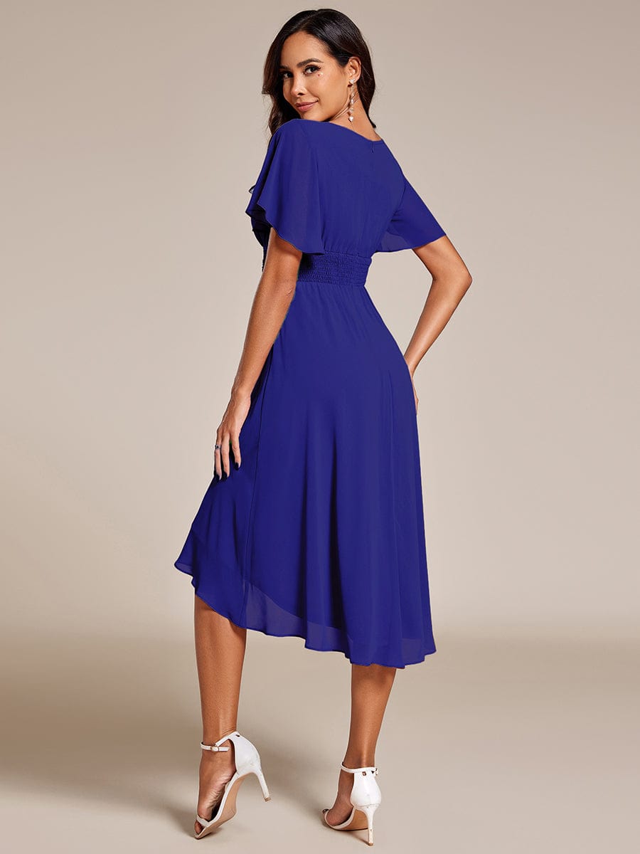 EG02053SB-R2 Flowy Chiffon Round Neckline A-Line Knee Length Wedding Guest Dress - Image 151