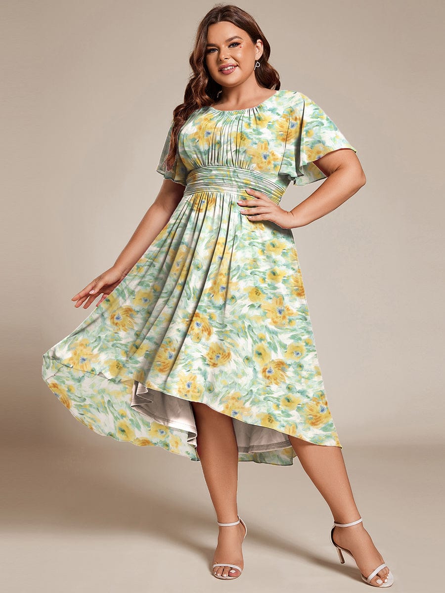 EG02053SF-PR Chic A-Line Pleated Knee-Length Flowy Chiffon Wedding Guest Dress - Image 20