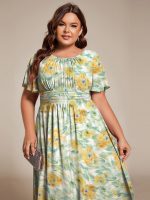 Chic A-Line Pleated Knee-Length Flowy Chiffon Wedding Guest Dress - Image 21