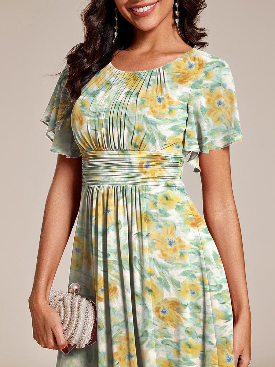 EG02053SF-R2 Chic A-Line Pleated Knee-Length Flowy Chiffon Wedding Guest Dress - Image 19
