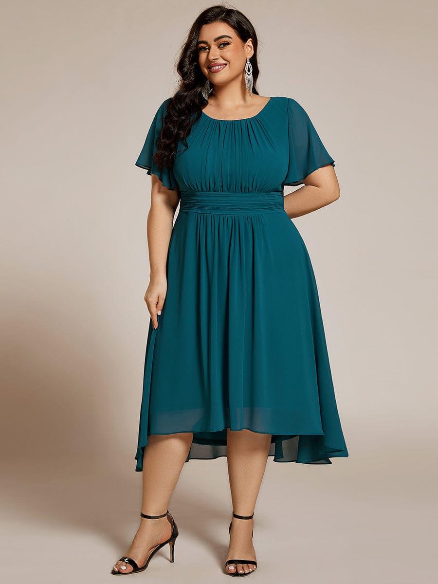 EG02053TE-PR Flowy Chiffon Round Neckline A-Line Knee Length Wedding Guest Dress - Image 106