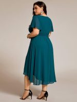 Flowy Chiffon Round Neckline A-Line Knee Length Wedding Guest Dress - Image 107