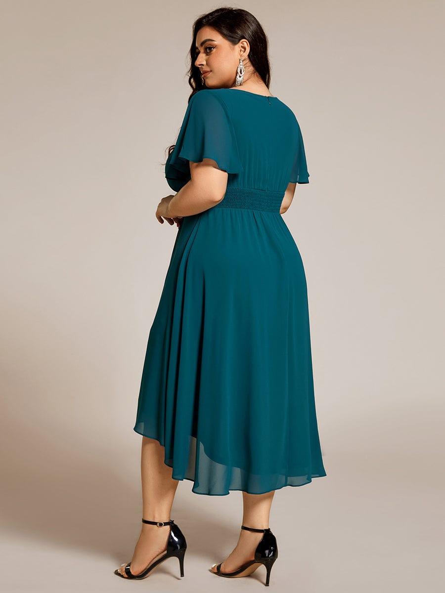 EG02053TE-PR2 Flowy Chiffon Round Neckline A-Line Knee Length Wedding Guest Dress - Image 107