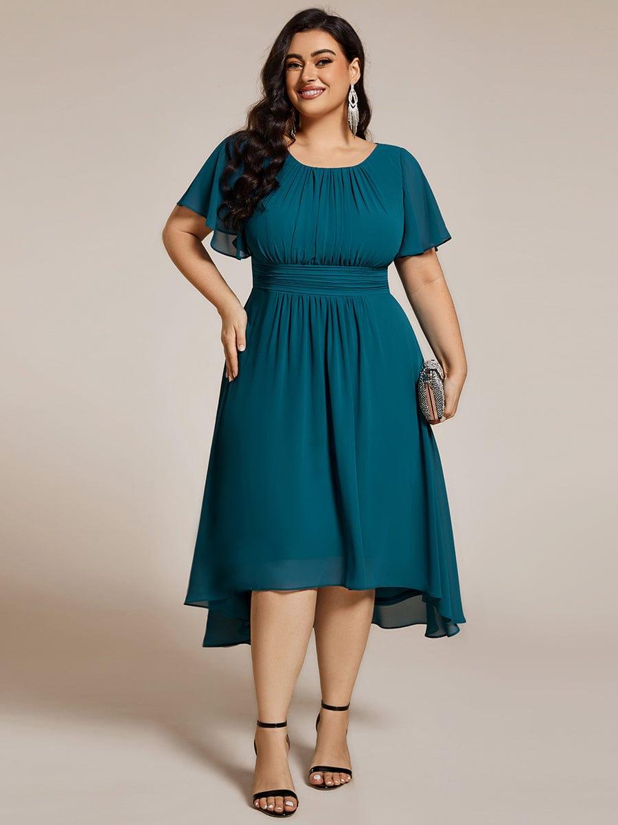 EG02053TE-PR3 Flowy Chiffon Round Neckline A-Line Knee Length Wedding Guest Dress - Image 109