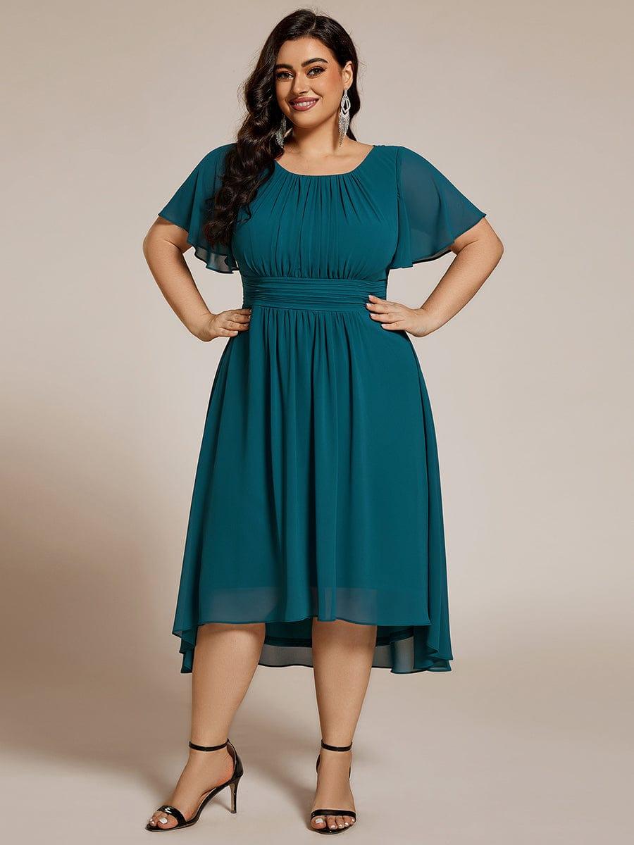 EG02053TE-PR4 Flowy Chiffon Round Neckline A-Line Knee Length Wedding Guest Dress - Image 110