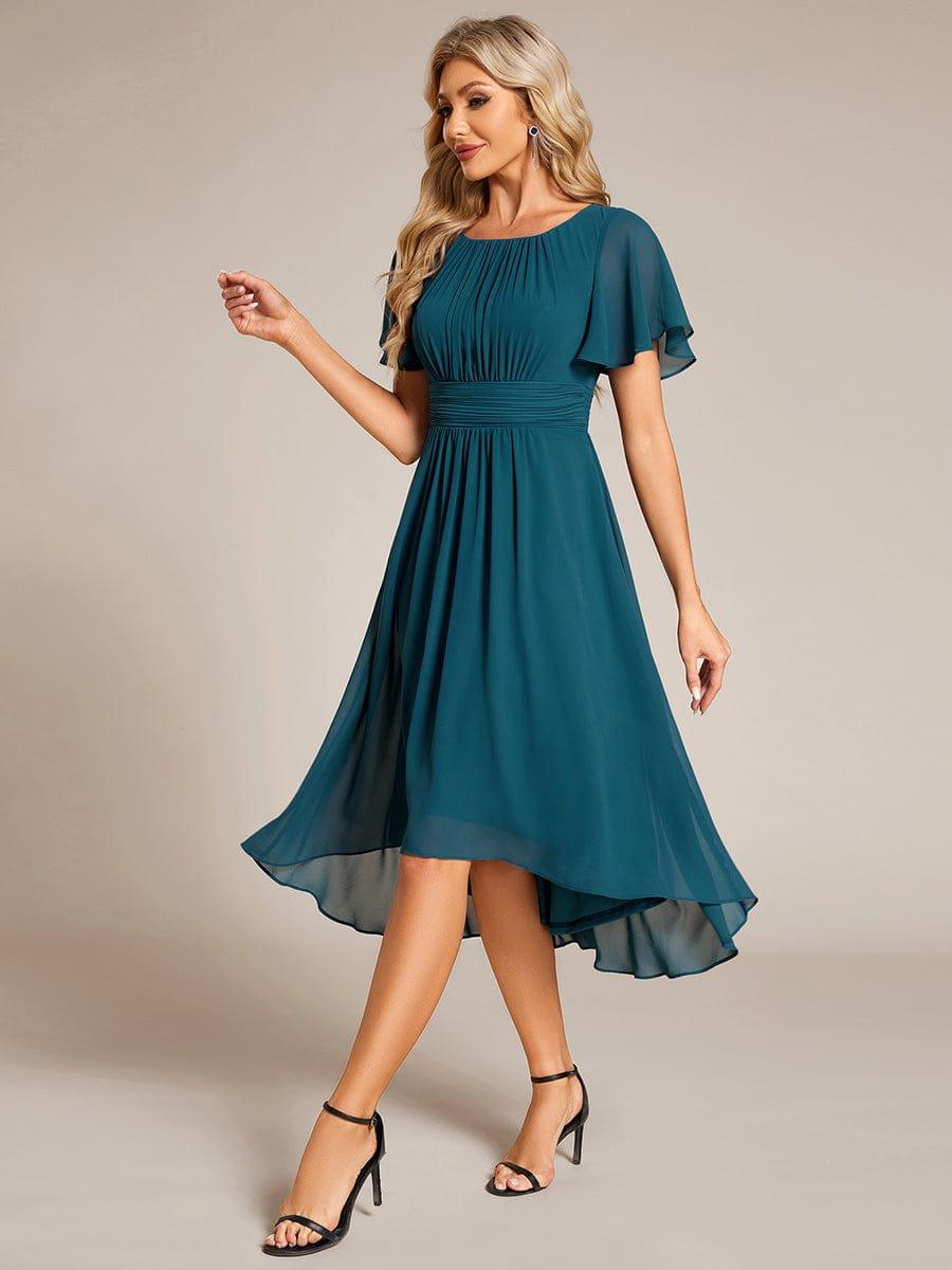 EG02053TE-R4 Flowy Chiffon Round Neckline A-Line Knee Length Wedding Guest Dress - Image 104