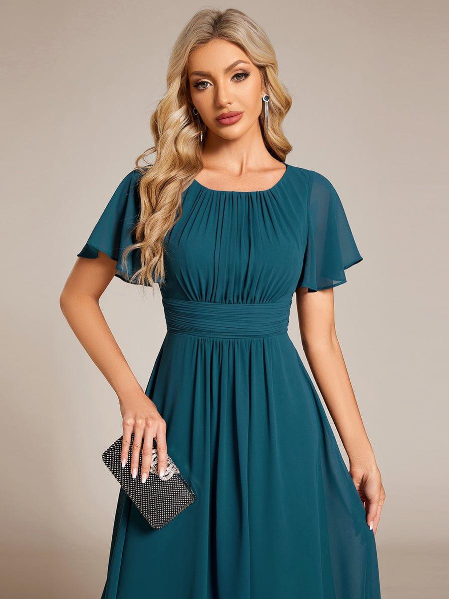 EG02053TE-R5 Flowy Chiffon Round Neckline A-Line Knee Length Wedding Guest Dress - Image 103