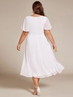 Flowy Chiffon Round Neckline A-Line Knee Length Wedding Guest Dress - Image 61