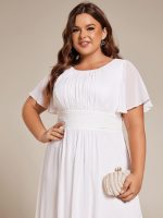 Flowy Chiffon Round Neckline A-Line Knee Length Wedding Guest Dress - Image 62