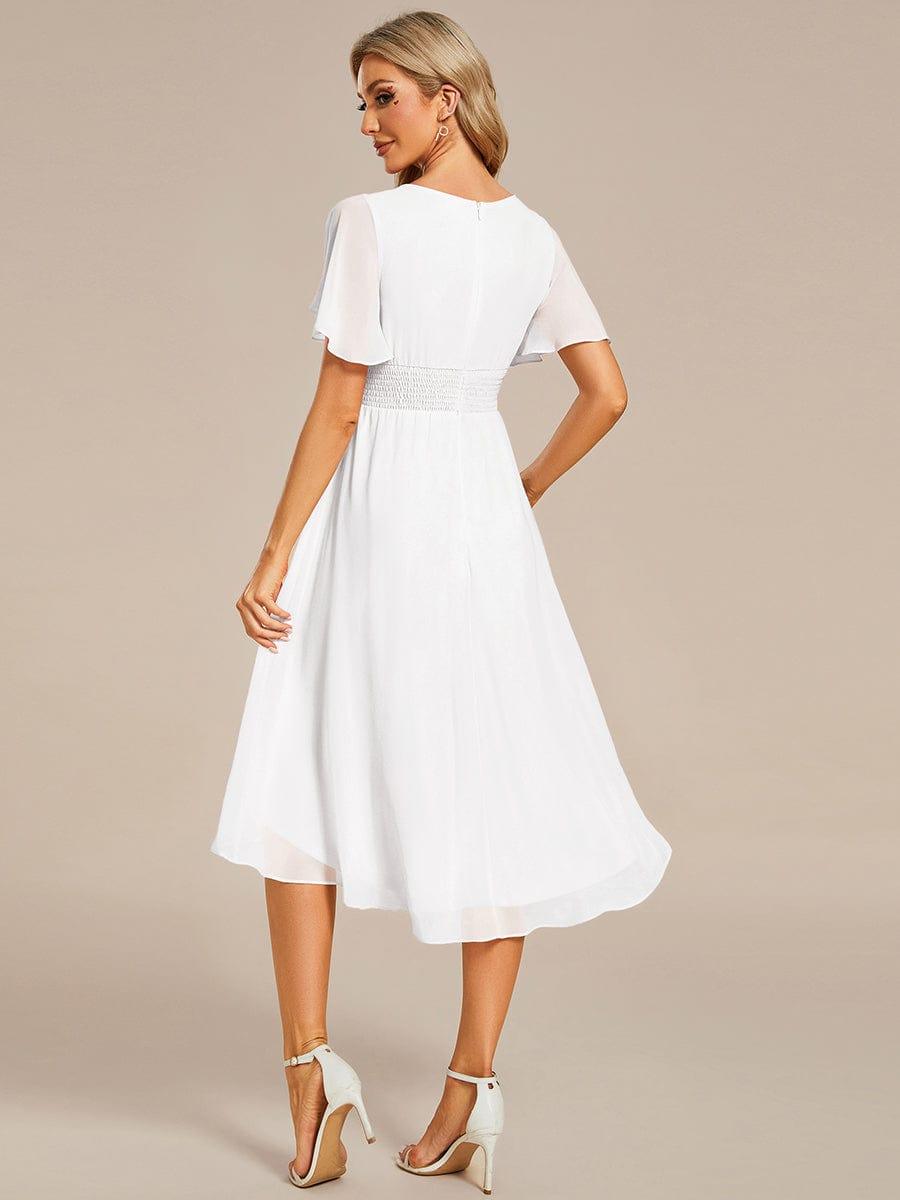 EG02053WH-R2_b5a20054-6ecc-4e50-bddd-7e5bb964a3e9 Flowy Chiffon Round Neckline A-Line Knee Length Wedding Guest Dress - Image 8
