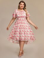 Chic A-Line Pleated Knee-Length Flowy Chiffon Wedding Guest Dress - Image 27