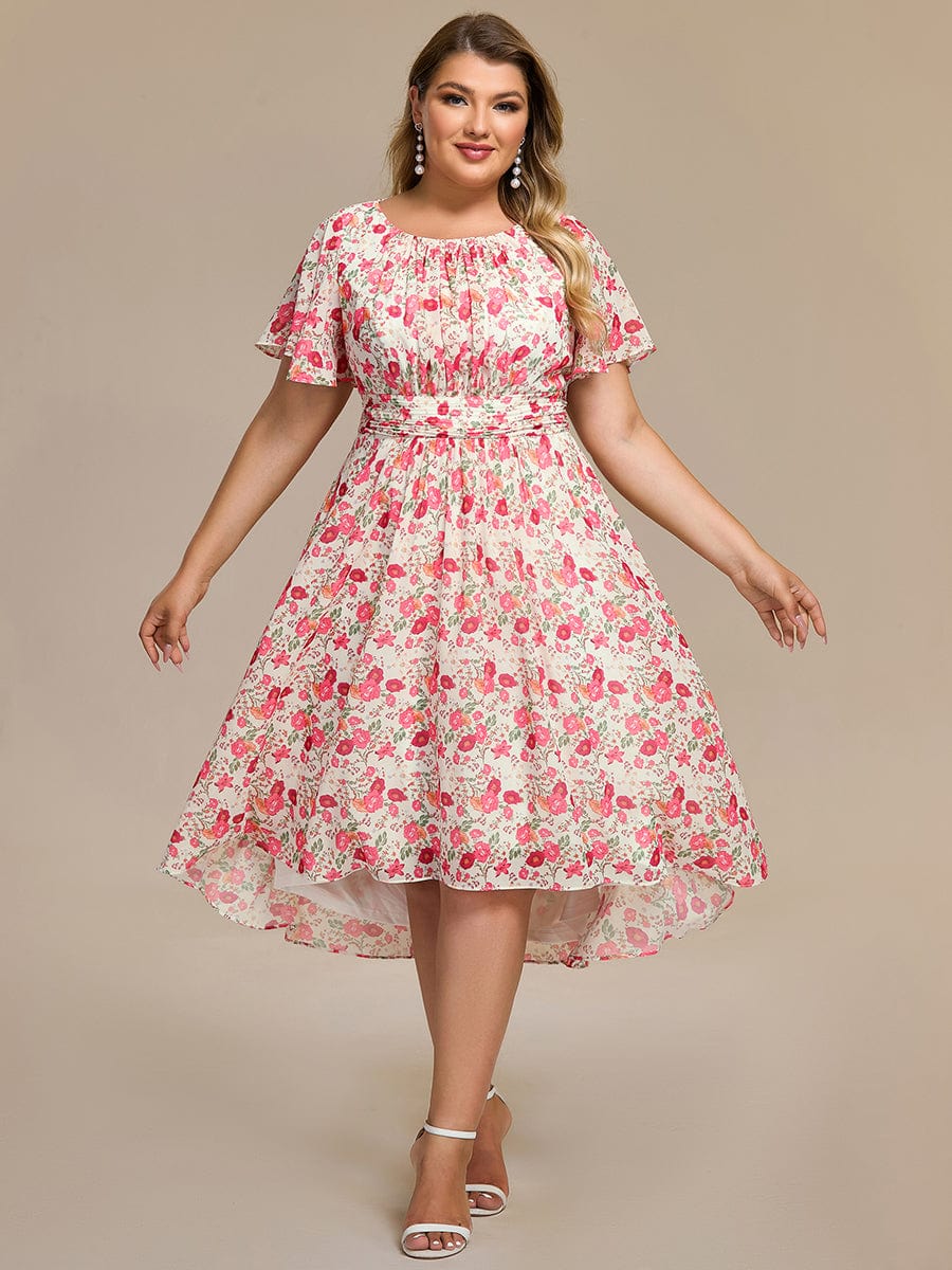 EG02053WR-PR Chic A-Line Pleated Knee-Length Flowy Chiffon Wedding Guest Dress - Image 27
