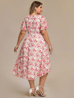 Chic A-Line Pleated Knee-Length Flowy Chiffon Wedding Guest Dress - Image 28