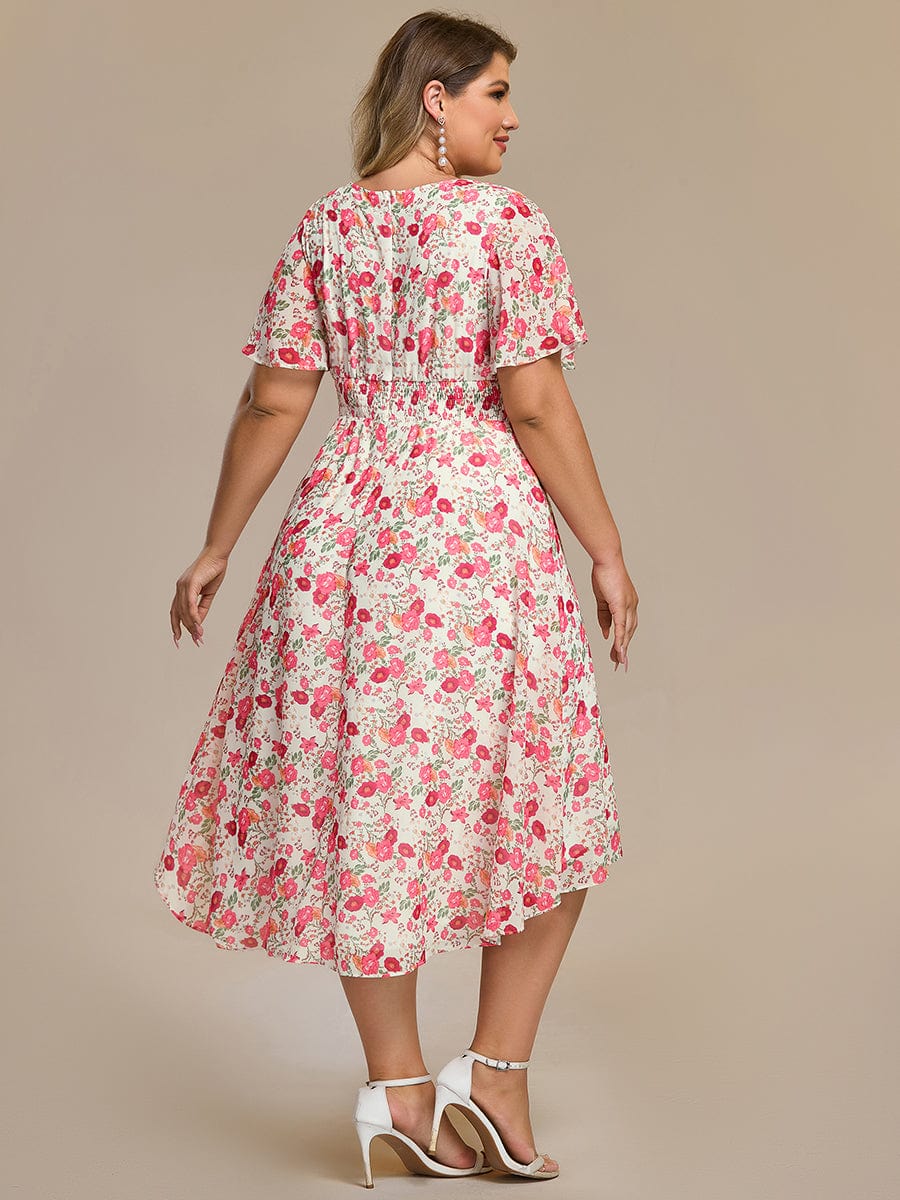 EG02053WR-PR2 Chic A-Line Pleated Knee-Length Flowy Chiffon Wedding Guest Dress - Image 28