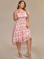 Chic A-Line Pleated Knee-Length Flowy Chiffon Wedding Guest Dress - Image 30