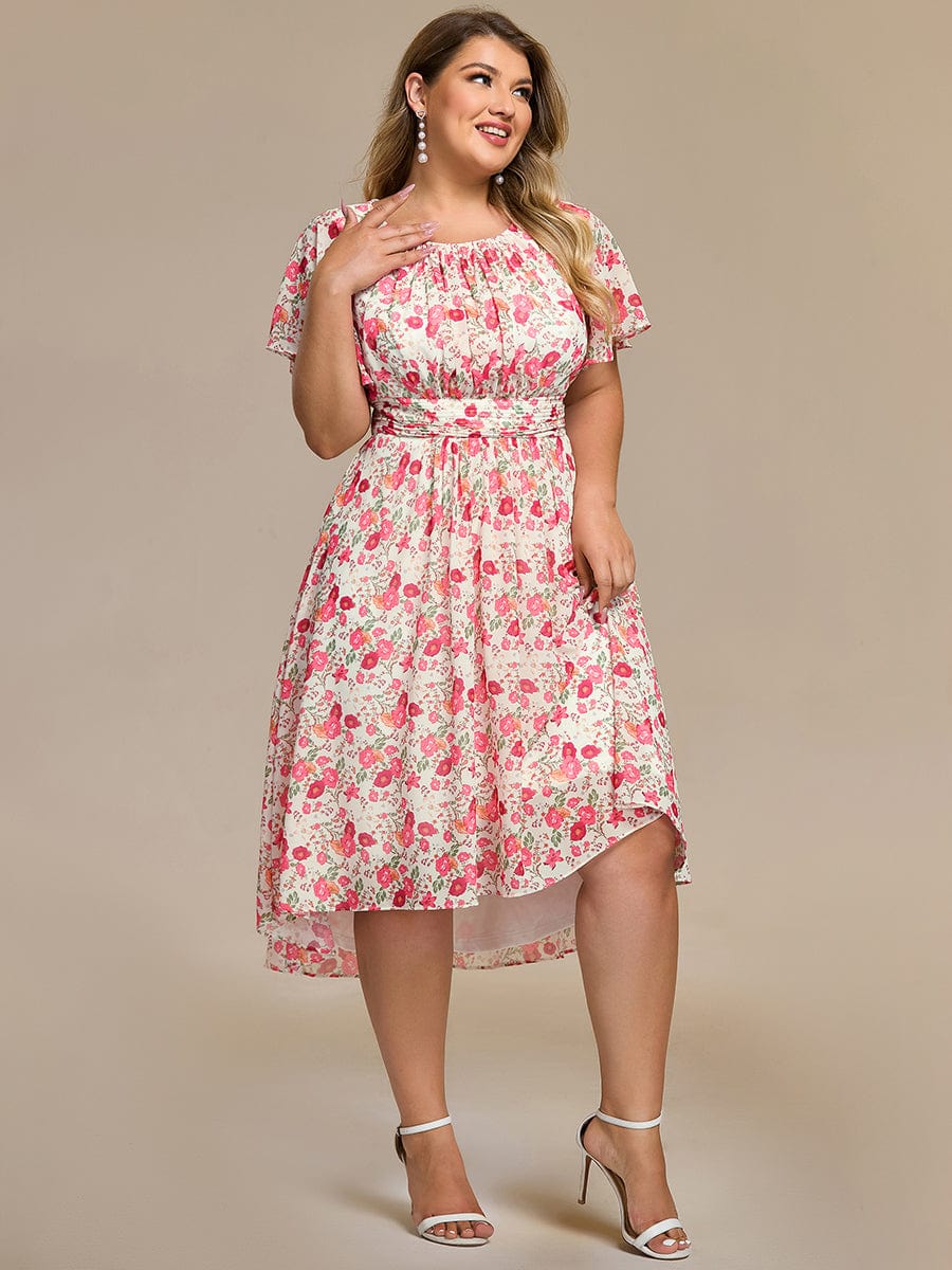 EG02053WR-PR3 Chic A-Line Pleated Knee-Length Flowy Chiffon Wedding Guest Dress - Image 30