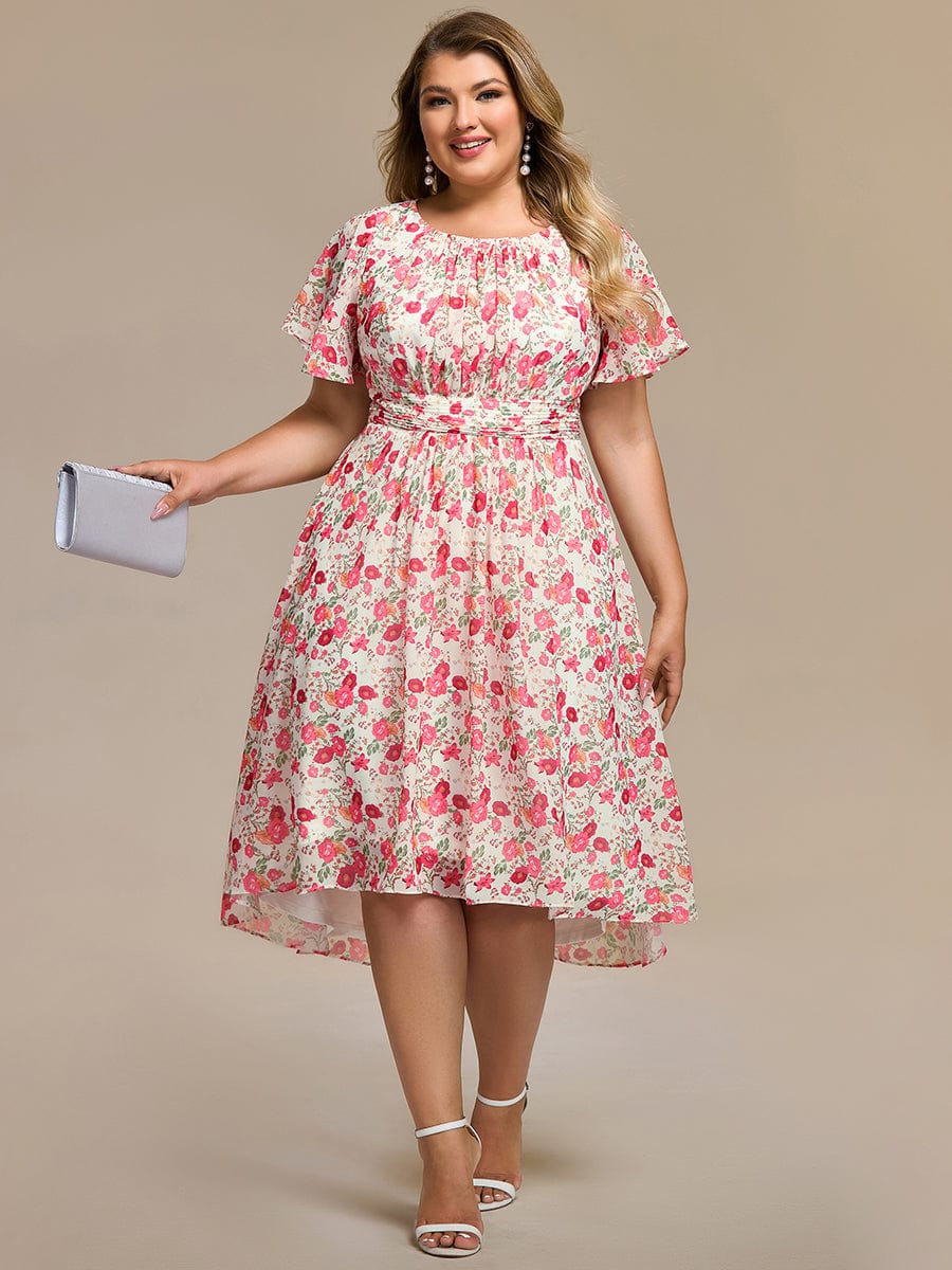 EG02053WR-PR4 Chic A-Line Pleated Knee-Length Flowy Chiffon Wedding Guest Dress - Image 31