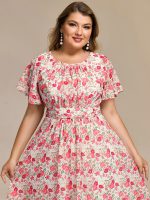 Chic A-Line Pleated Knee-Length Flowy Chiffon Wedding Guest Dress - Image 29