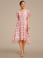 Chic A-Line Pleated Knee-Length Flowy Chiffon Wedding Guest Dress - Image 22