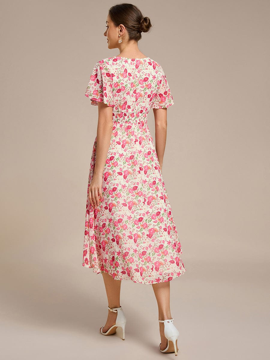 EG02053WR-R2 Chic A-Line Pleated Knee-Length Flowy Chiffon Wedding Guest Dress - Image 23