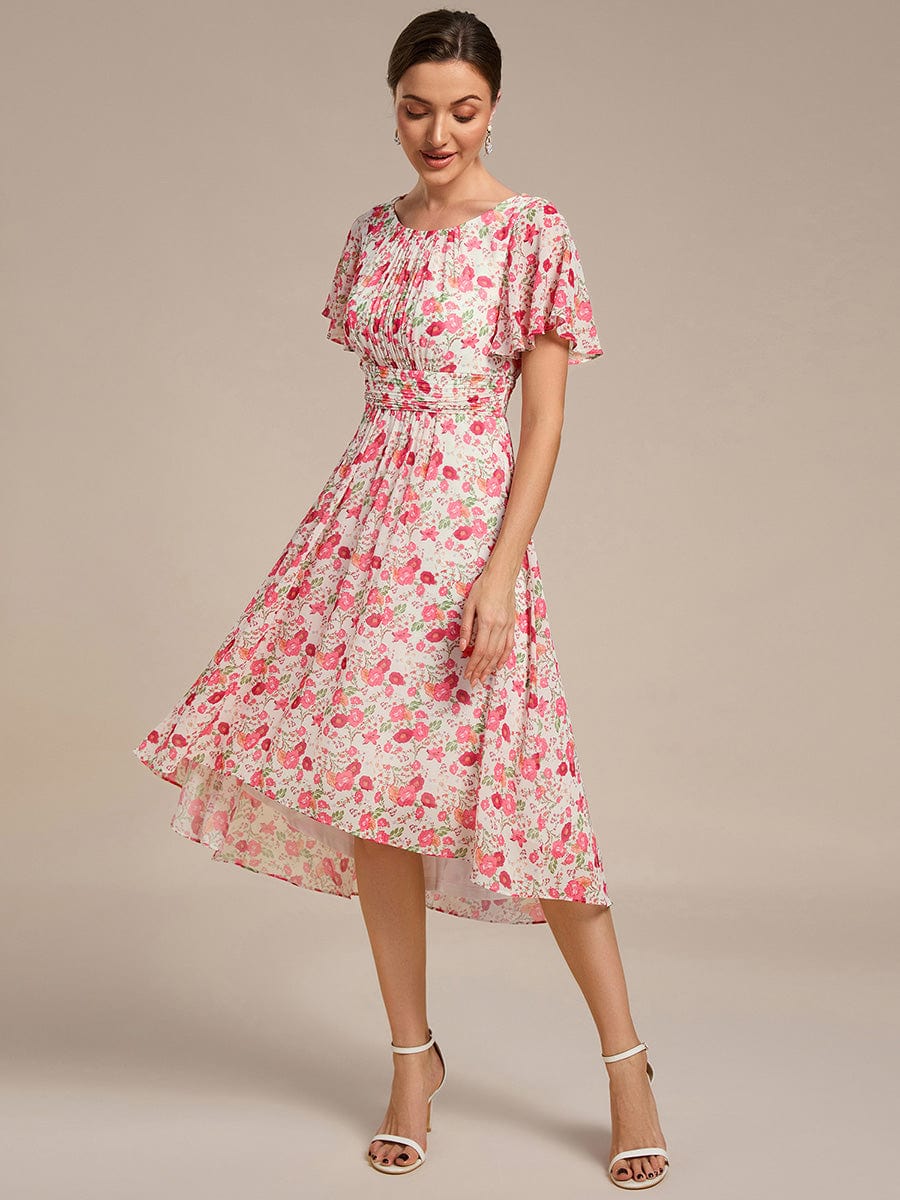 EG02053WR-R3 Chic A-Line Pleated Knee-Length Flowy Chiffon Wedding Guest Dress - Image 25