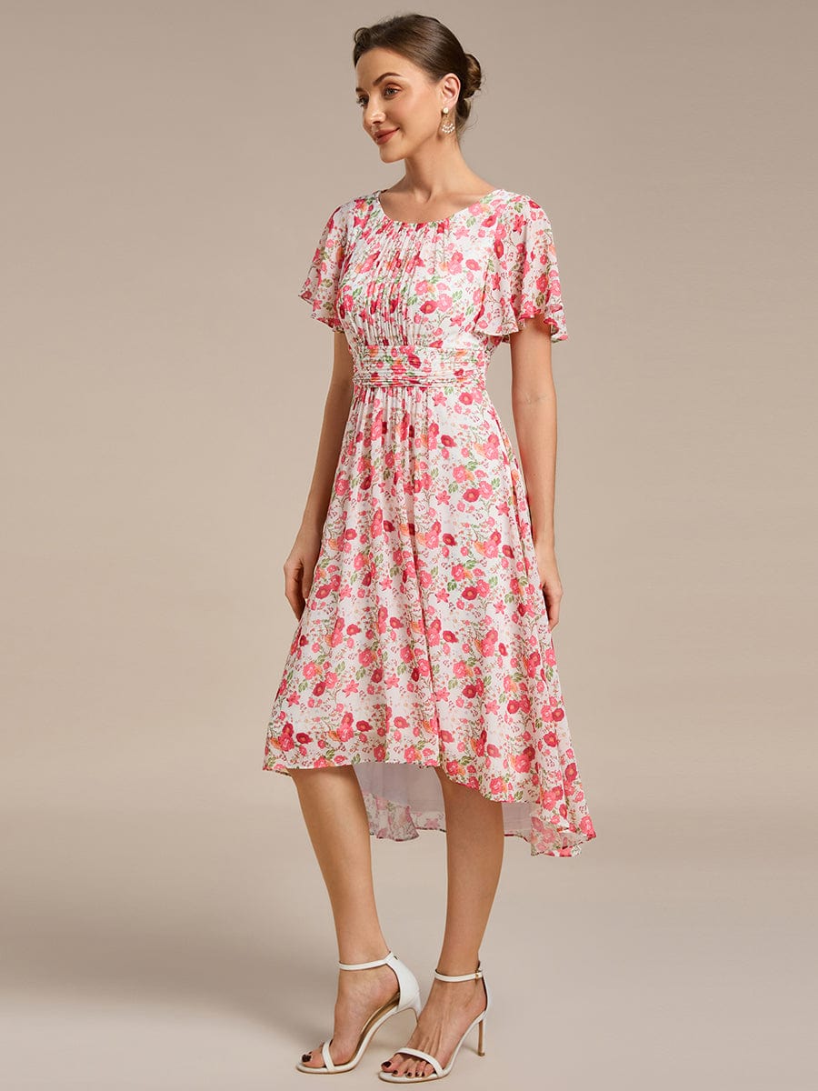 EG02053WR-R4 Chic A-Line Pleated Knee-Length Flowy Chiffon Wedding Guest Dress - Image 26