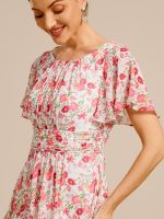 Chic A-Line Pleated Knee-Length Flowy Chiffon Wedding Guest Dress - Image 24