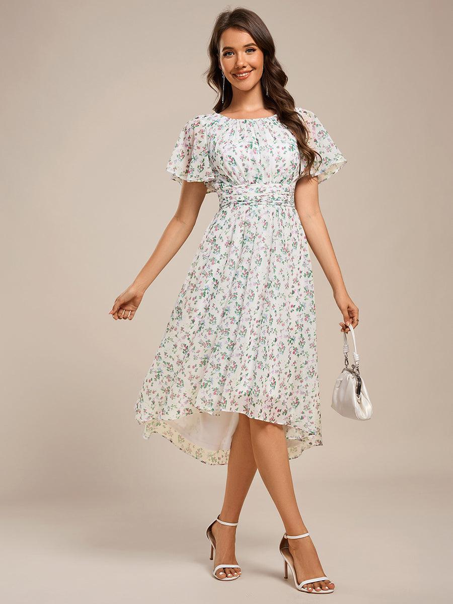 EG02053WV-R Flowy Chiffon Round Neckline A-Line Knee Length Wedding Guest Dress - Image 119