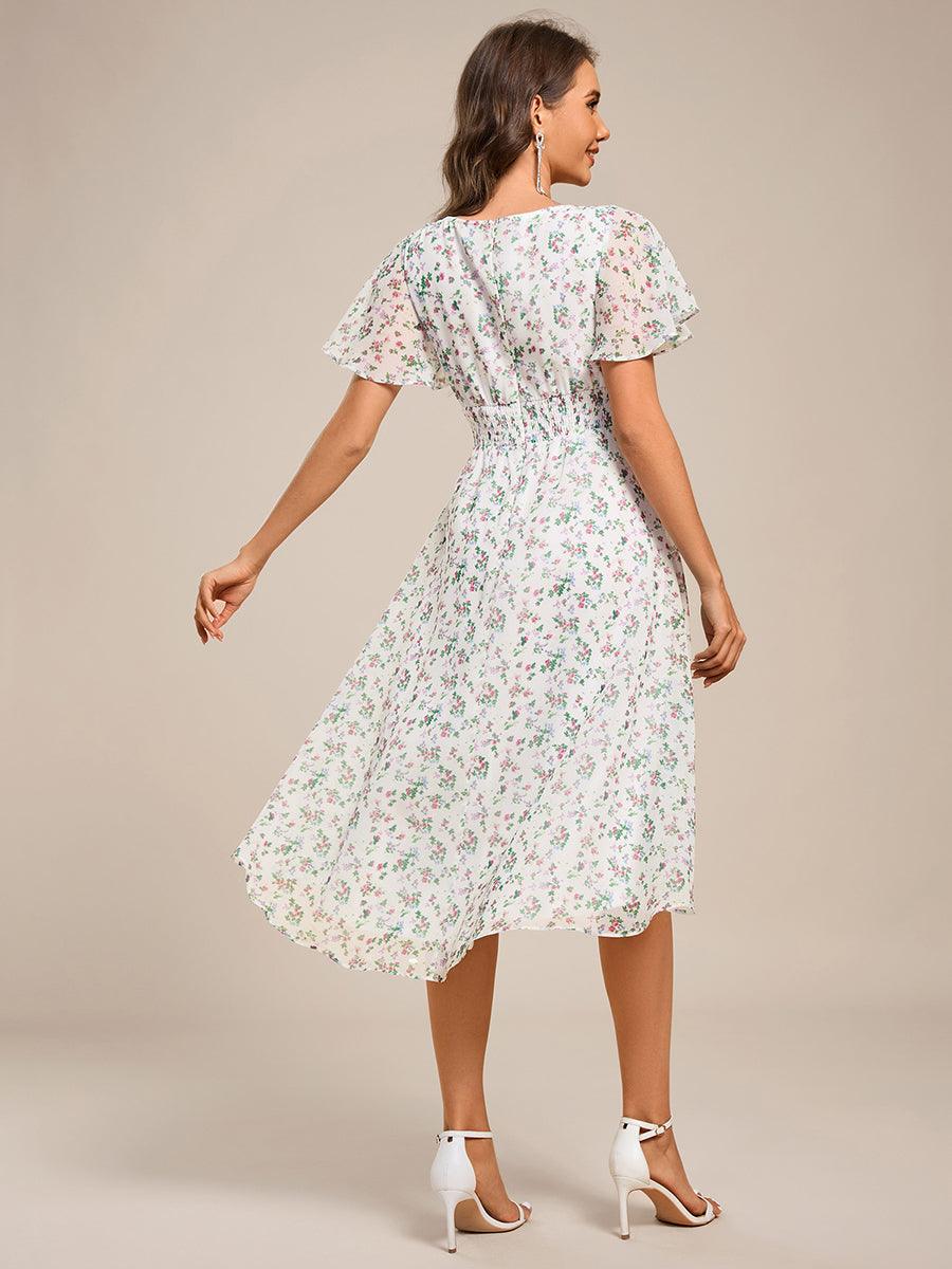 EG02053WV-R2 Flowy Chiffon Round Neckline A-Line Knee Length Wedding Guest Dress - Image 120