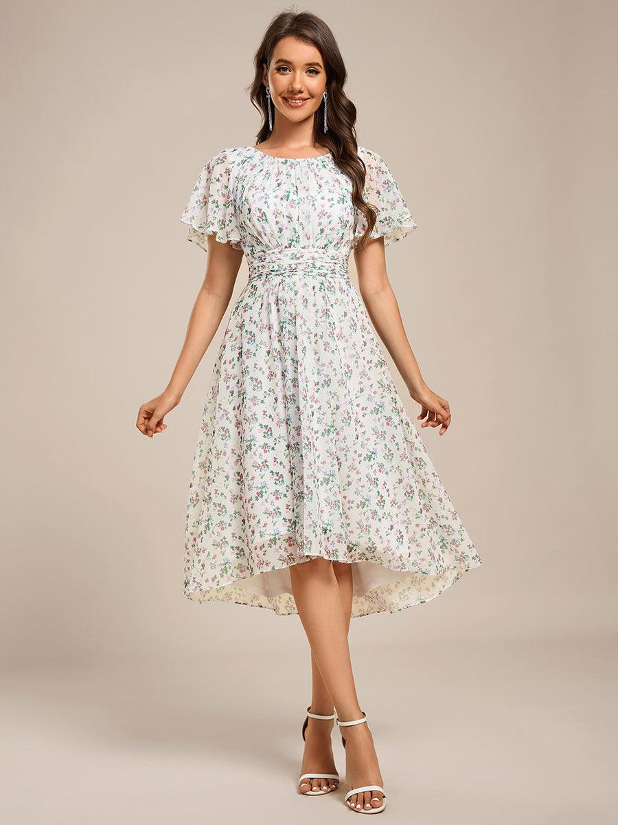 EG02053WV-R3 Flowy Chiffon Round Neckline A-Line Knee Length Wedding Guest Dress - Image 122