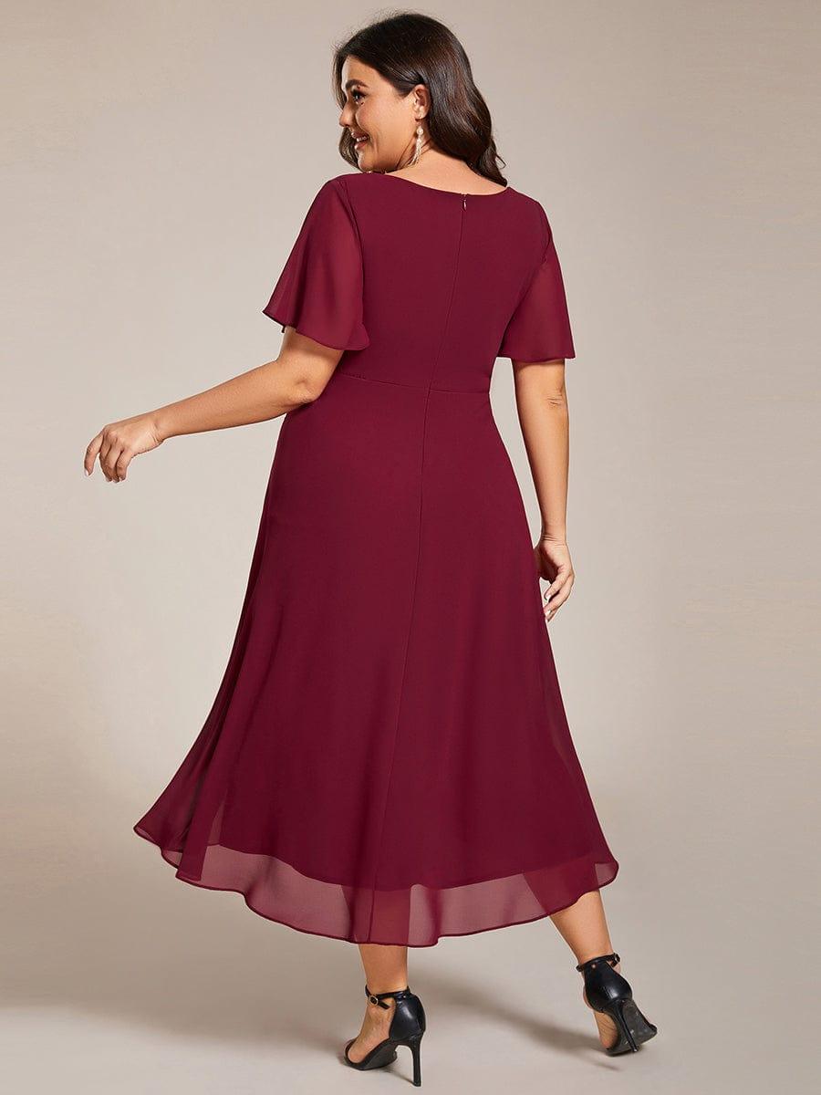 EG02084BD-PR2_f8f8fa4f-2157-4f45-b2f4-b3ef79b87a29 Plus Size Chiffon Short Sleeves Pleated V-Neck A-Line Midi Wedding Guest Dress - Image 23