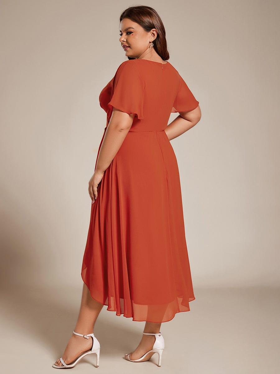 EG02084BO-PR2_d3e0e360-0c33-489d-815c-121e02b41bb3 Plus Size Chiffon Short Sleeves Pleated V-Neck A-Line Midi Wedding Guest Dress - Image 67