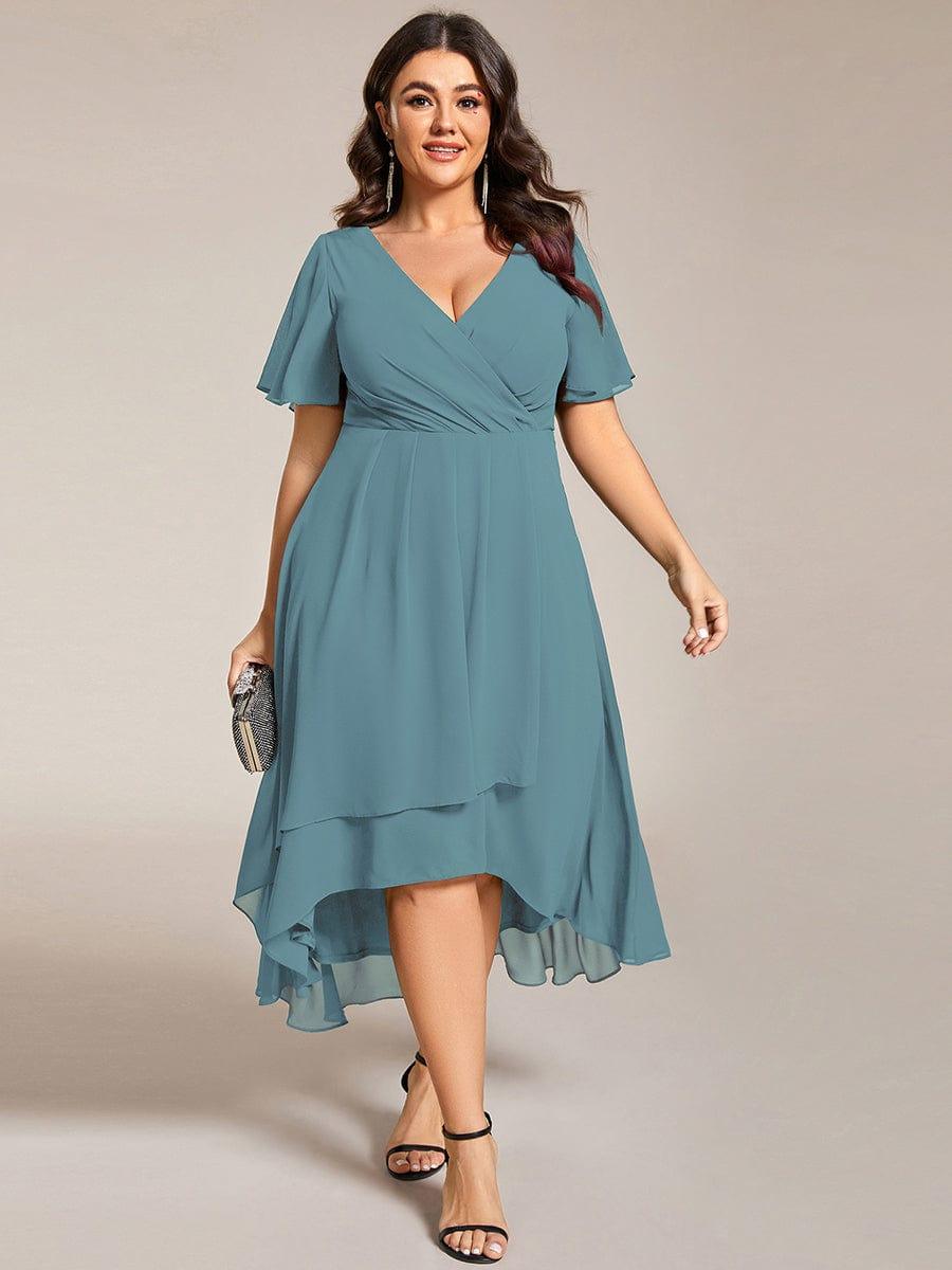 EG02084DB-PR4_88393570-a36c-4507-9f3c-560b5d1b1cf9 Plus Size Chiffon Short Sleeves Pleated V-Neck A-Line Midi Wedding Guest Dress - Image 61