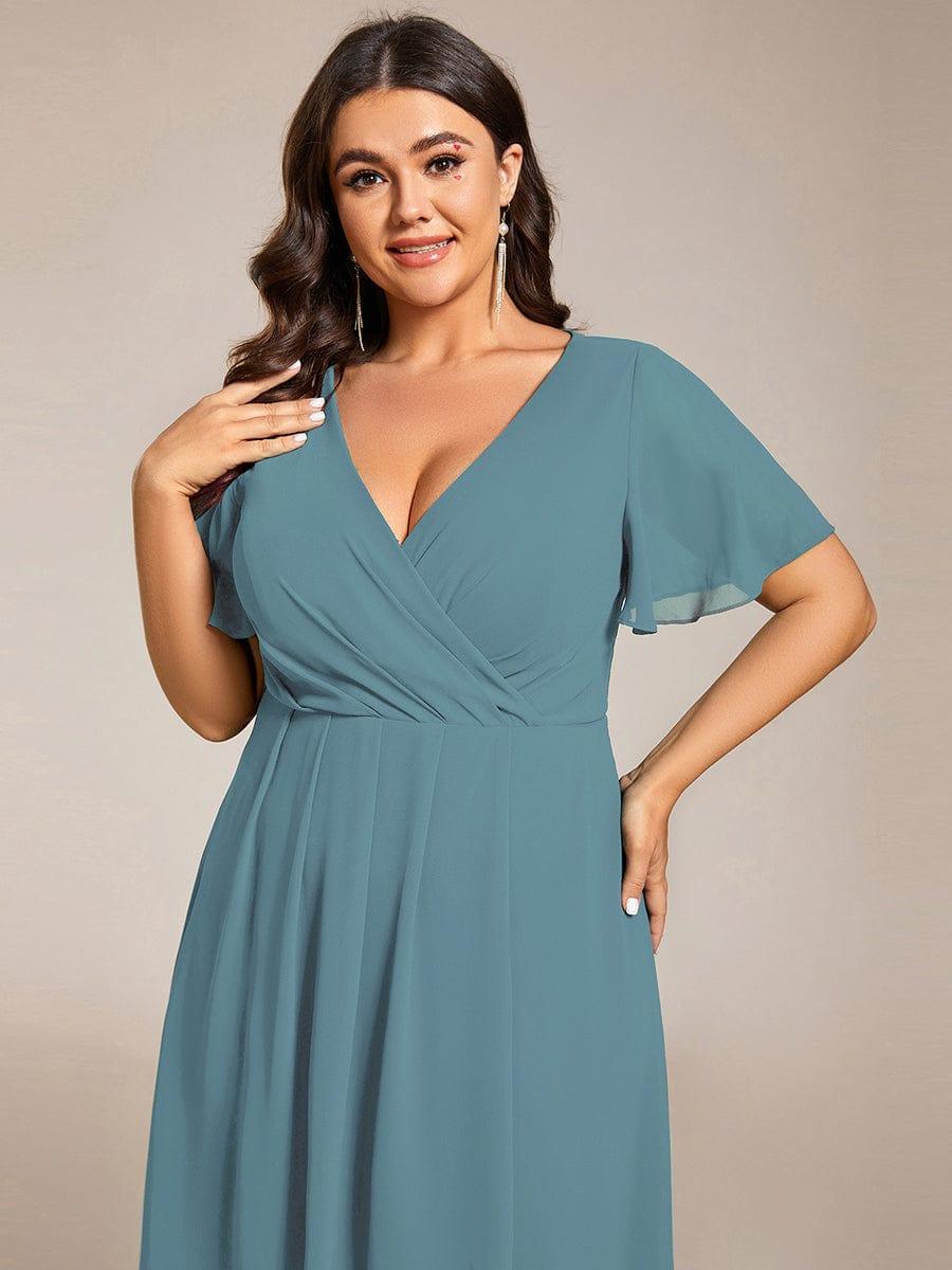 EG02084DB-PR5_7b99f977-2b63-48d7-97a8-9a9d68a9e061 Plus Size Chiffon Short Sleeves Pleated V-Neck A-Line Midi Wedding Guest Dress - Image 63