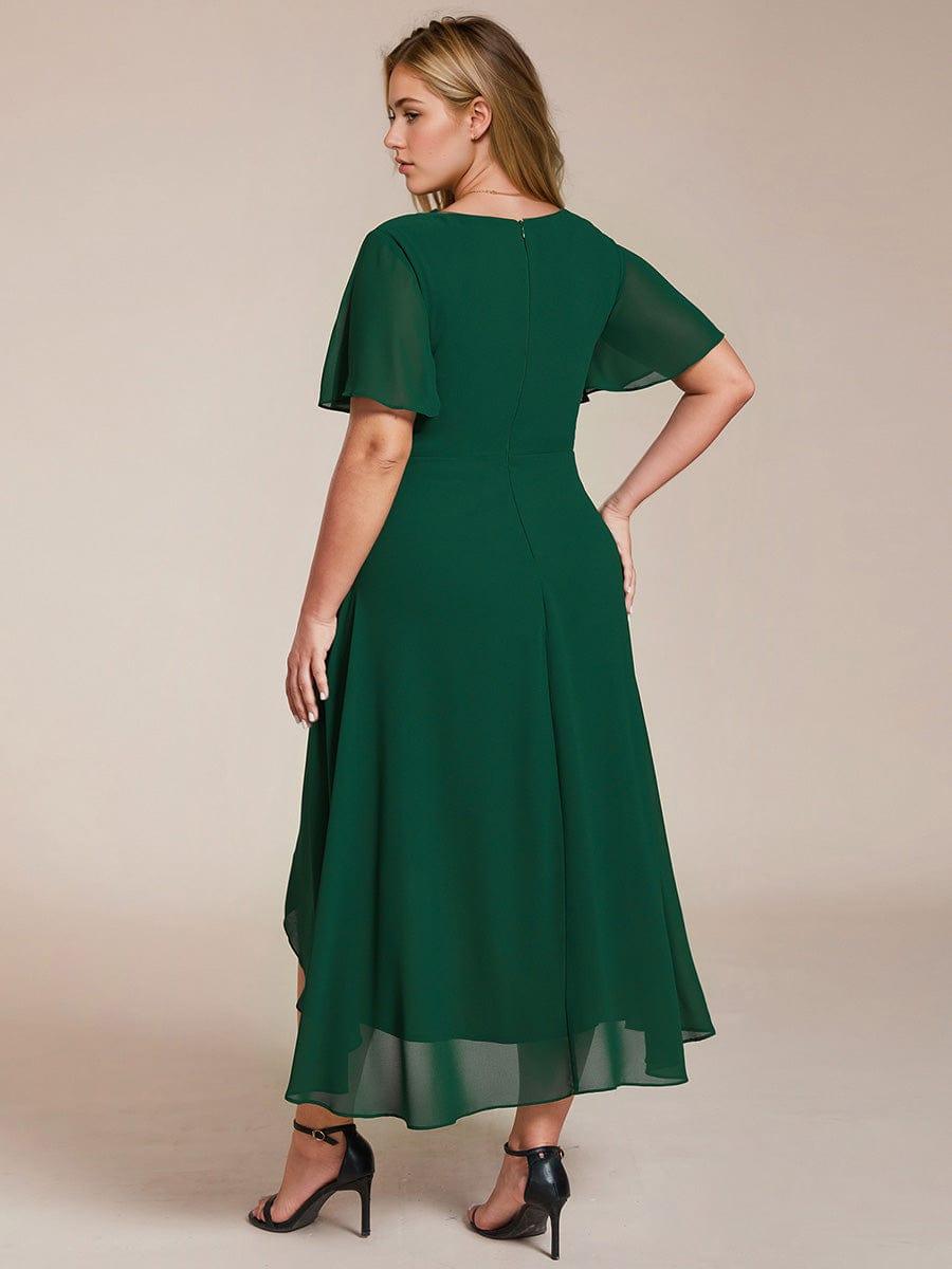 EG02084DG-PR8_aac7a8b2-68dd-4331-b7b9-fec36cca5742 Plus Size Chiffon Short Sleeves Pleated V-Neck A-Line Midi Wedding Guest Dress - Image 12