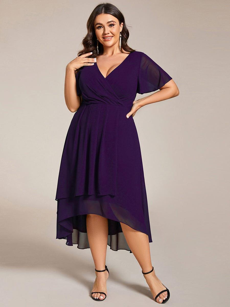 EG02084DP-PR3_a22f5ac6-911c-4c55-a9a8-555db482c049 Plus Size Chiffon Short Sleeves Pleated V-Neck A-Line Midi Wedding Guest Dress - Image 48