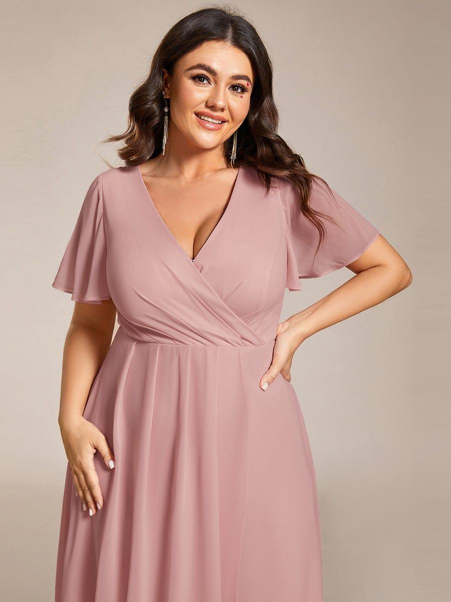 EG02084DR-PR5_a99f7460-16b9-4666-ba10-67372a079f50 Plus Size Chiffon Short Sleeves Pleated V-Neck A-Line Midi Wedding Guest Dress - Image 92