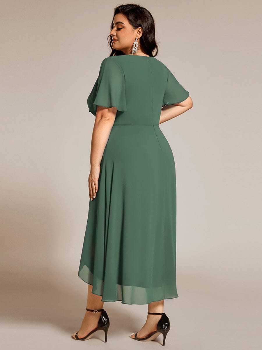 EG02084EU-PR2_e182ea49-9515-4268-aa12-376a08eb67e0 Plus Size Chiffon Short Sleeves Pleated V-Neck A-Line Midi Wedding Guest Dress - Image 101
