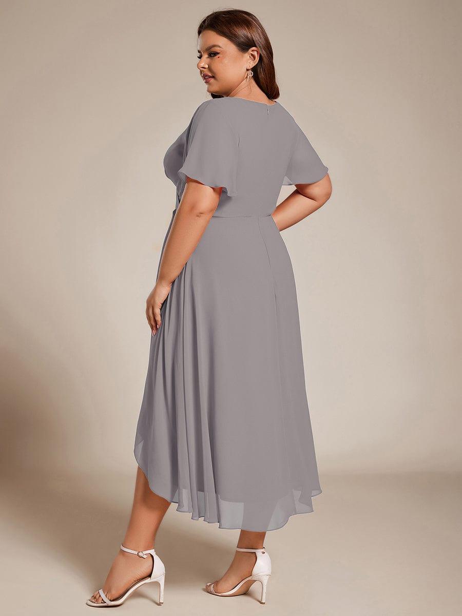 EG02084GY-PR2_1604cbbf-838d-425e-b5c7-8fac62b3b0ff Plus Size Chiffon Short Sleeves Pleated V-Neck A-Line Midi Wedding Guest Dress - Image 72