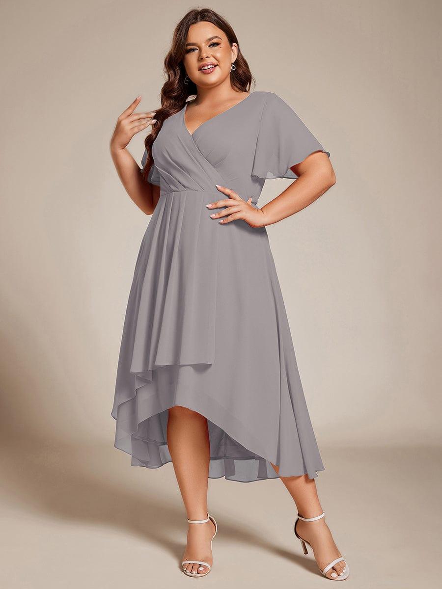 EG02084GY-PR4_bbf773ed-7b44-46e6-b531-19422167da1d Plus Size Chiffon Short Sleeves Pleated V-Neck A-Line Midi Wedding Guest Dress - Image 71