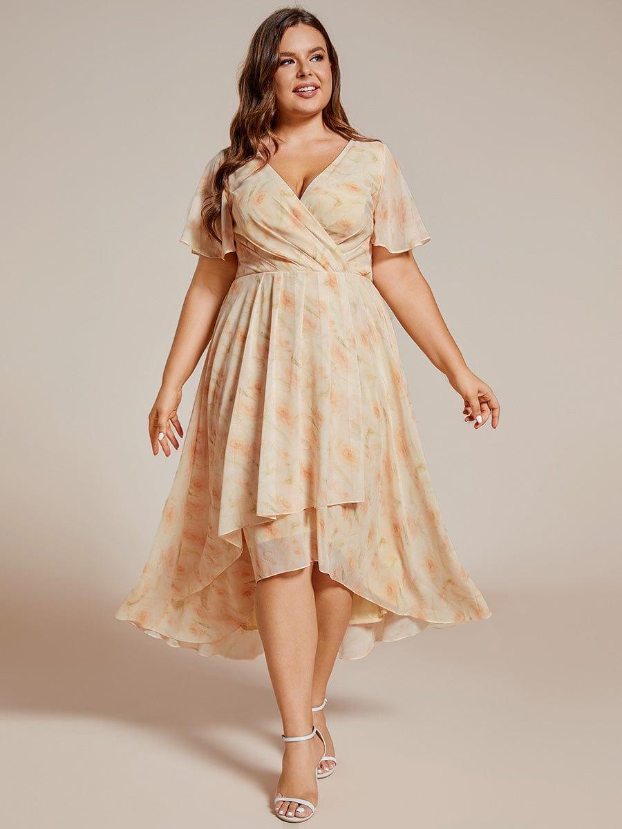 EG02084LR-PR_397fc566-693b-42f3-bd31-9571053872a3 Plus Size Chiffon Short Sleeves Pleated V-Neck A-Line Midi Wedding Guest Dress - Image 7