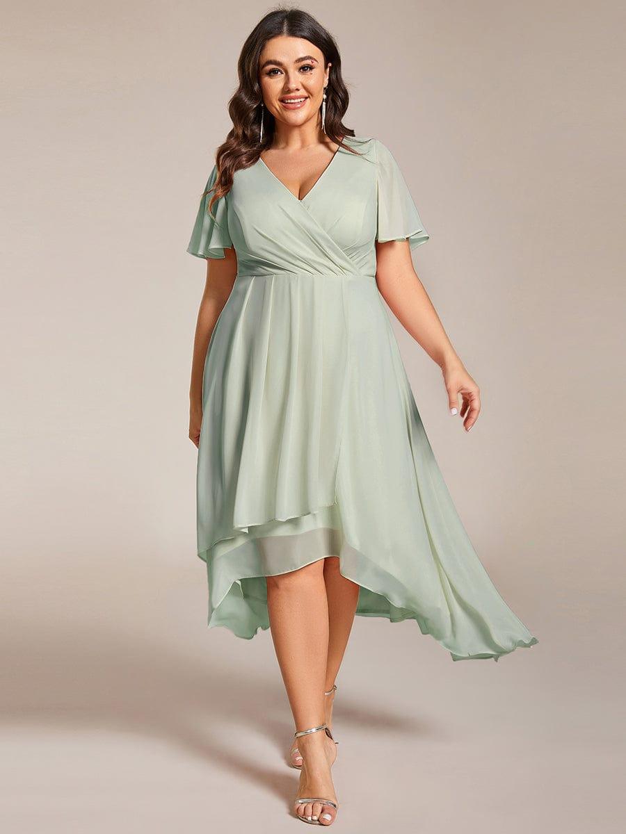 EG02084MG-PR_5ddce943-5556-4d49-a0fb-621e00373d26 Plus Size Chiffon Short Sleeves Pleated V-Neck A-Line Midi Wedding Guest Dress - Image 57