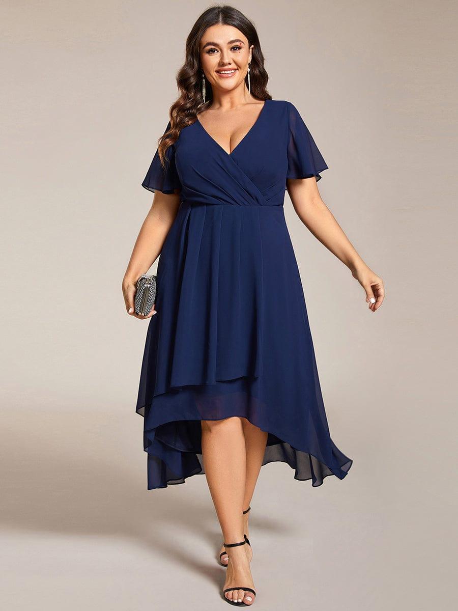 EG02084NB-PR_4e51e0de-d859-4d8a-9183-fdb3039423c2 Plus Size Chiffon Short Sleeves Pleated V-Neck A-Line Midi Wedding Guest Dress - Image 20