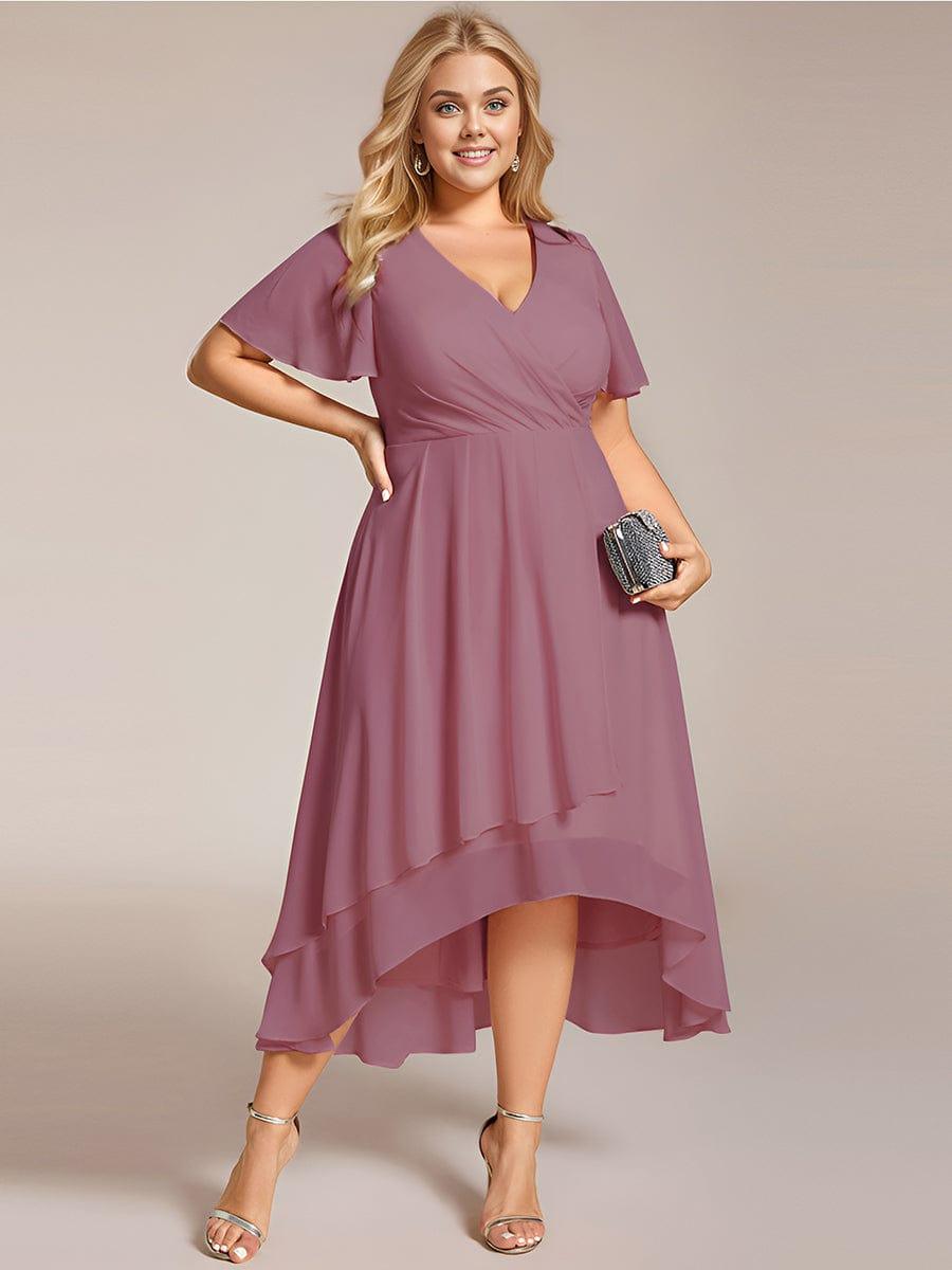 EG02084OD-PR103_fb87578e-52a3-47bd-9ca1-5eec469962f2 Plus Size Chiffon Short Sleeves Pleated V-Neck A-Line Midi Wedding Guest Dress - Image 37