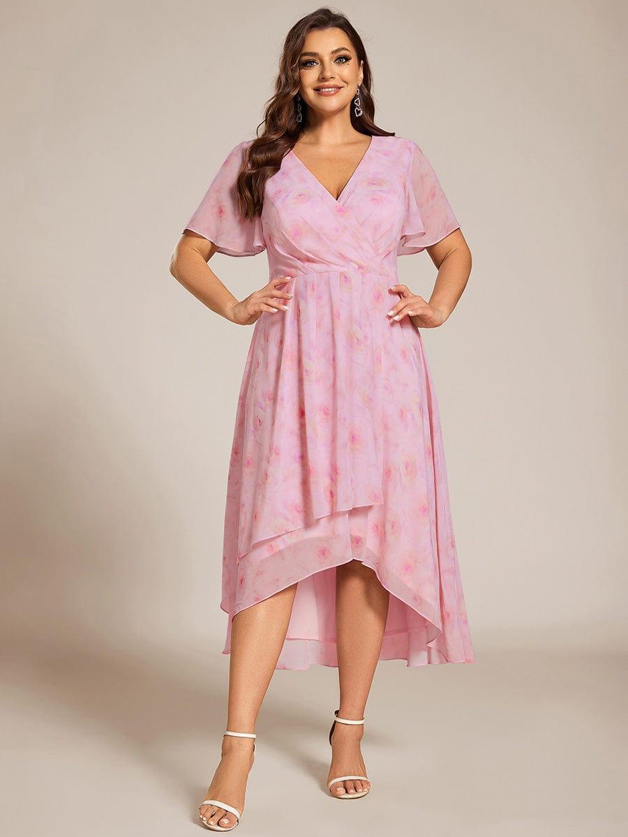 EG02084PR-PR4_53db8a8a-c3b9-4ab0-9b05-6664c516b552 Plus Size Chiffon Short Sleeves Pleated V-Neck A-Line Midi Wedding Guest Dress - Image 80