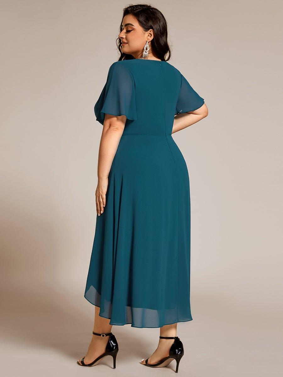 EG02084TE-PR2_a9e71b85-06ab-46c1-a508-034857705d03 Plus Size Chiffon Short Sleeves Pleated V-Neck A-Line Midi Wedding Guest Dress - Image 86